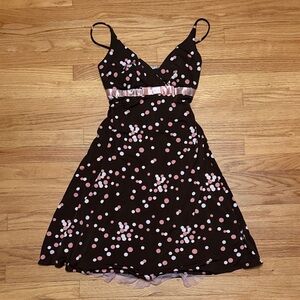 Black Party Y2K Dress with Pink Polka Dots